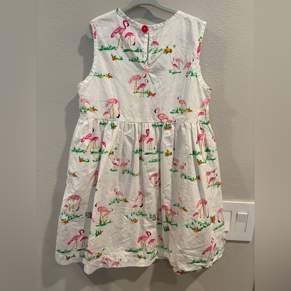 Smiling Button Flamingo Print Girls Dress Size 10 EUC Cotton Made in the USA - Picture 8 of 16